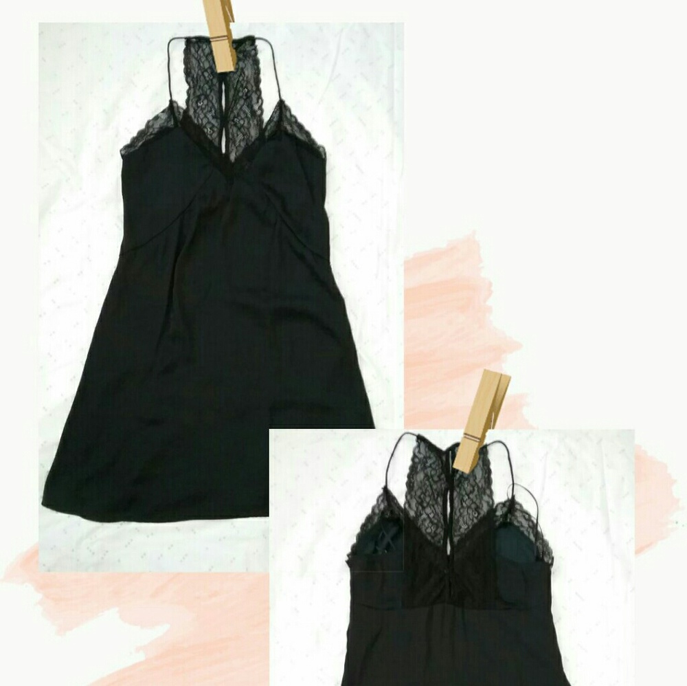 Kendall & Kylie Black Silky Slip Dress